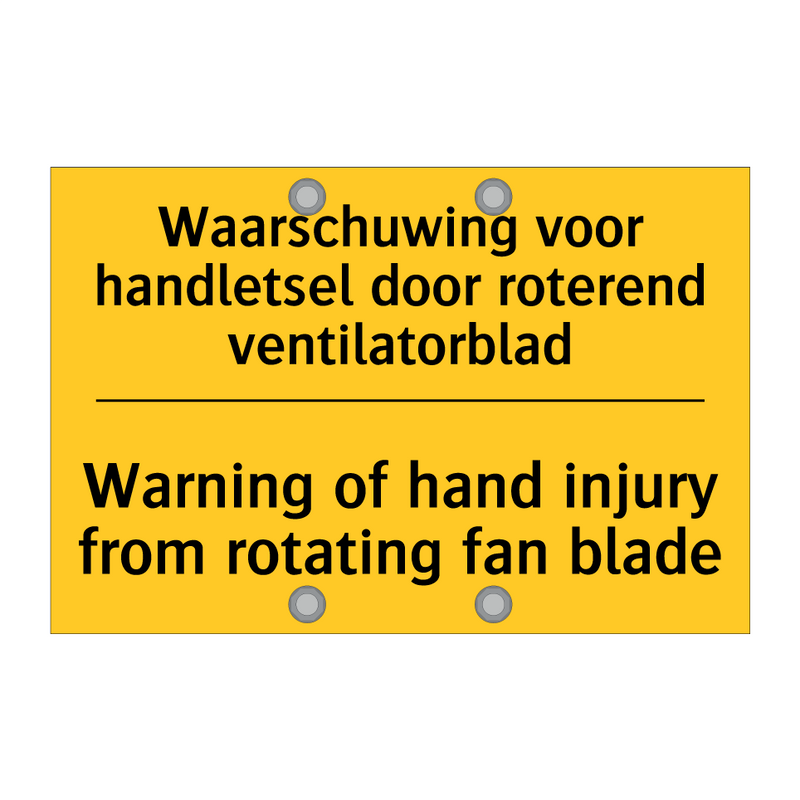 Waarschuwing voor handletsel door /.../ - Warning of hand injury from rotating /.../