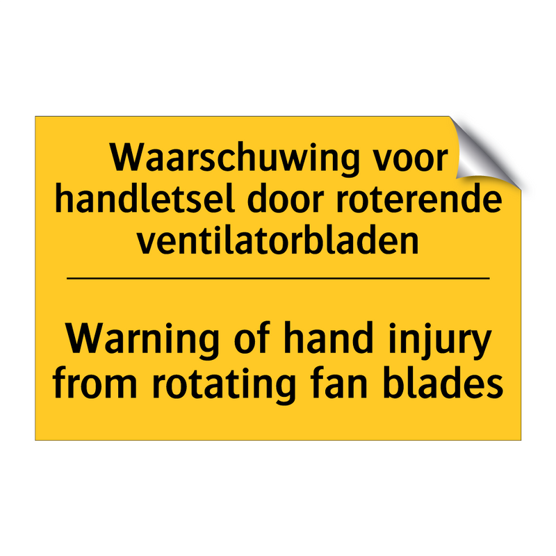 Waarschuwing voor handletsel door /.../ - Warning of hand injury from rotating /.../