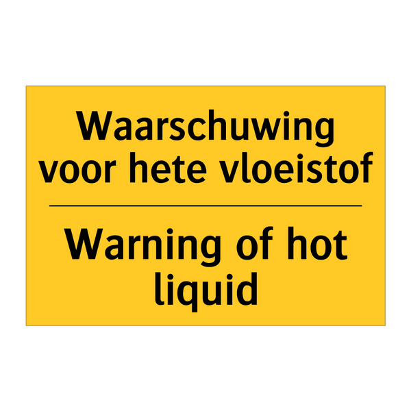 Waarschuwing voor hete vloeistof - Warning of hot liquid