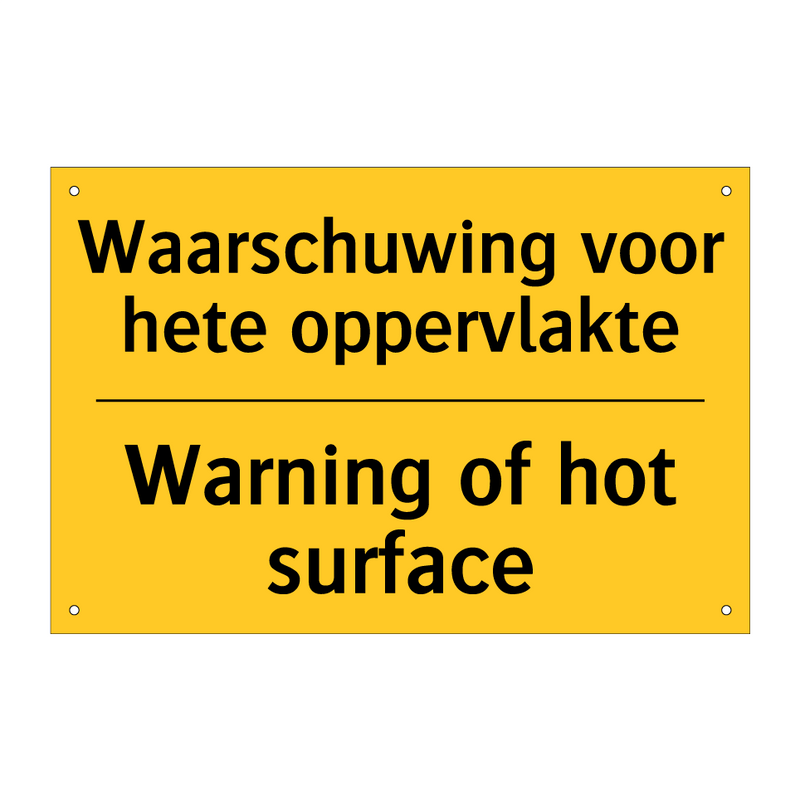 Waarschuwing voor hete oppervlakte - Warning of hot surface