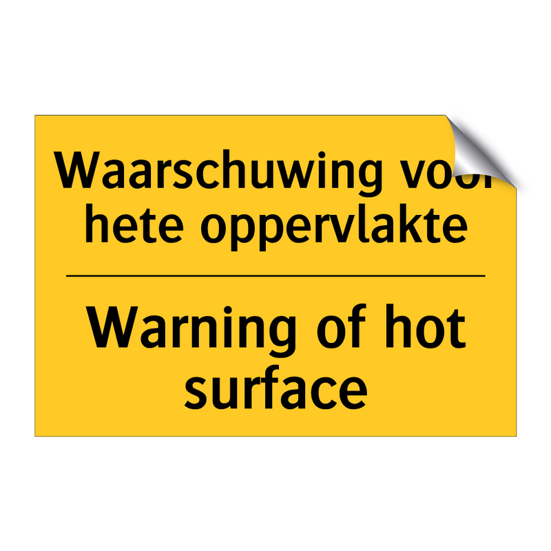 Waarschuwing voor hete oppervlakte - Warning of hot surface