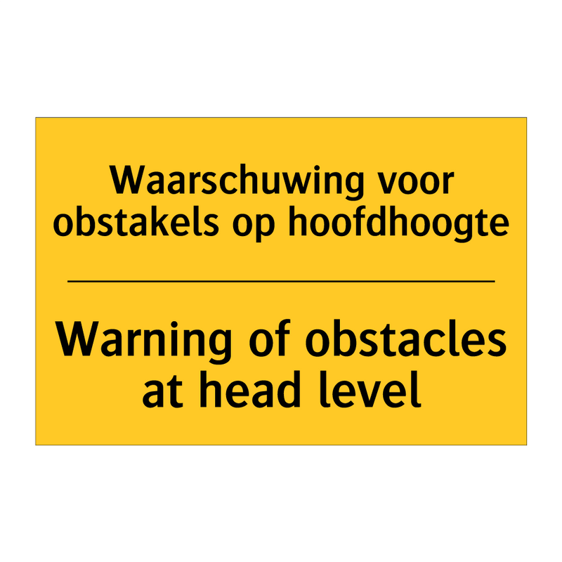 Waarschuwing voor obstakels op hoofdhoogte - Warning of obstacles at head level