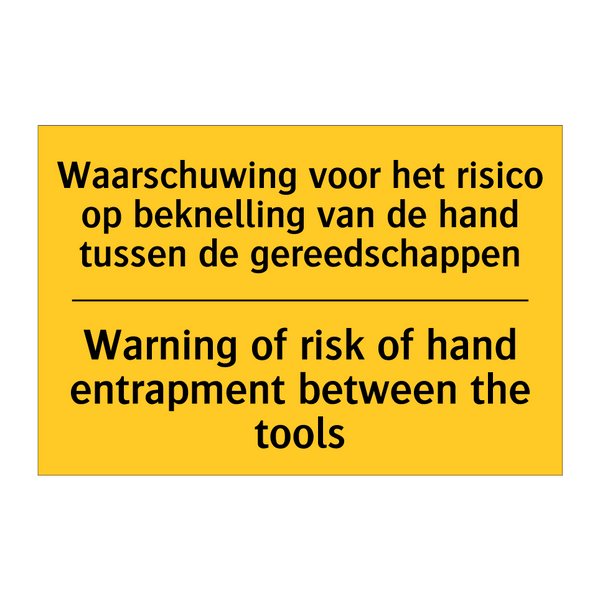 Waarschuwing voor het risico op /.../ - Warning of risk of hand entrapment /.../