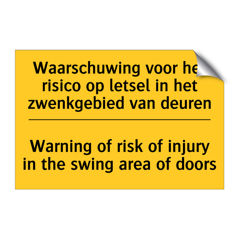 Waarschuwing voor het risico op /.../ - Warning of risk of injury in the /.../