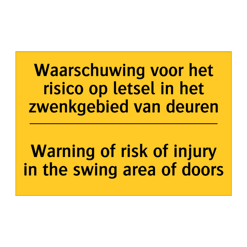 Waarschuwing voor het risico op /.../ - Warning of risk of injury in the /.../