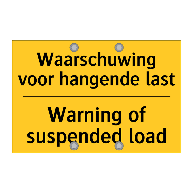 Waarschuwing voor hangende last - Warning of suspended load