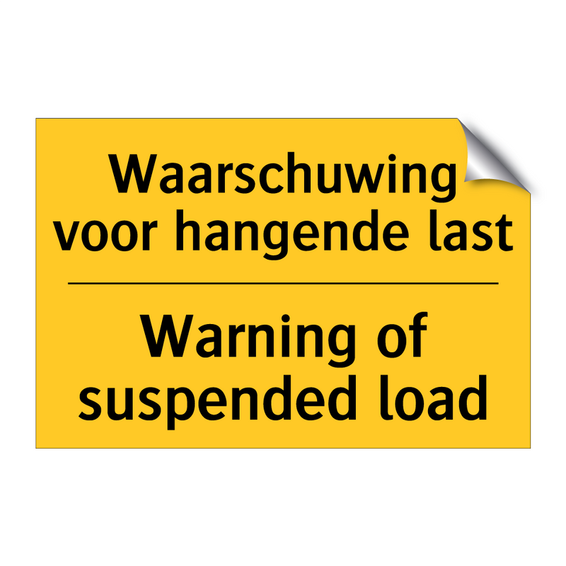 Waarschuwing voor hangende last - Warning of suspended load