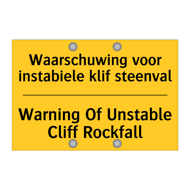 Waarschuwing voor instabiele klif steenval - Warning Of Unstable Cliff Rockfall