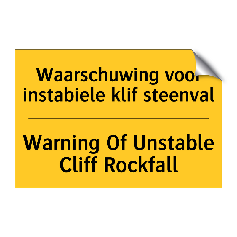 Waarschuwing voor instabiele klif steenval - Warning Of Unstable Cliff Rockfall