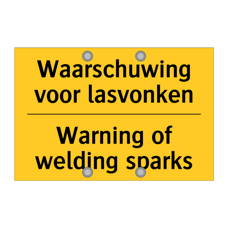 Waarschuwing voor lasvonken - Warning of welding sparks