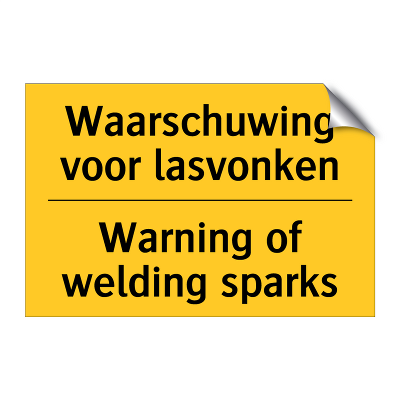 Waarschuwing voor lasvonken - Warning of welding sparks