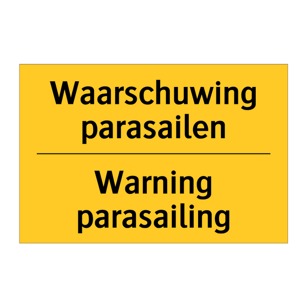 Waarschuwing parasailen - Warning parasailing & Waarschuwing parasailen - Warning parasailing