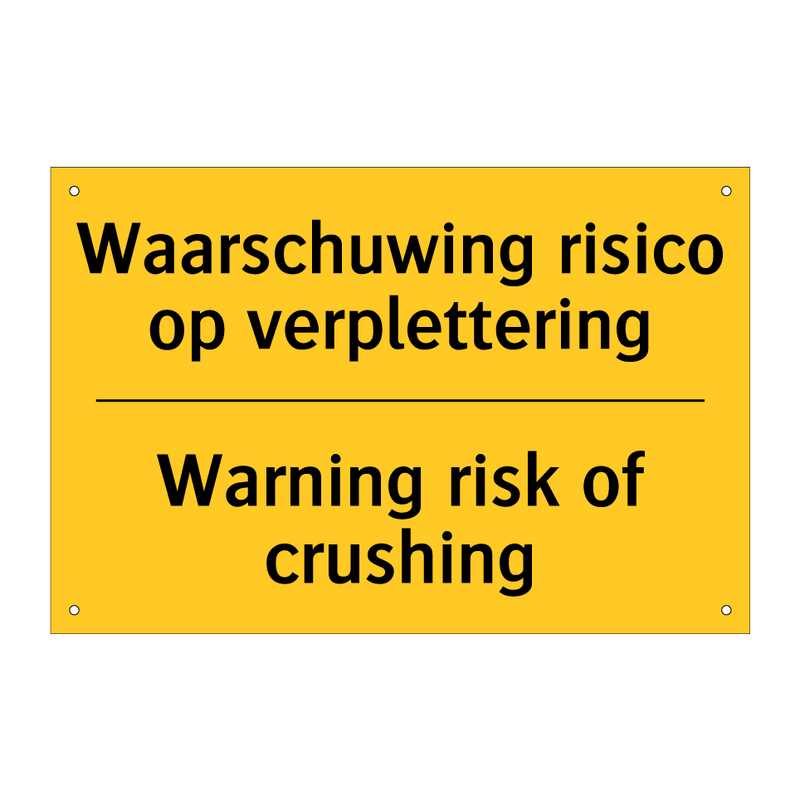 Waarschuwing risico op verplettering - Warning risk of crushing