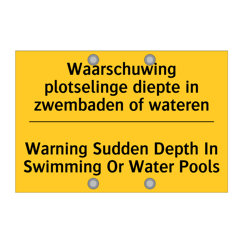 Waarschuwing plotselinge diepte /.../ - Warning Sudden Depth In Swimming /.../