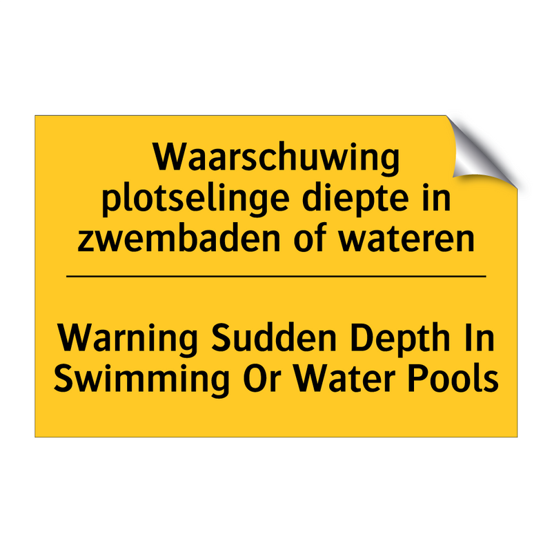 Waarschuwing plotselinge diepte /.../ - Warning Sudden Depth In Swimming /.../