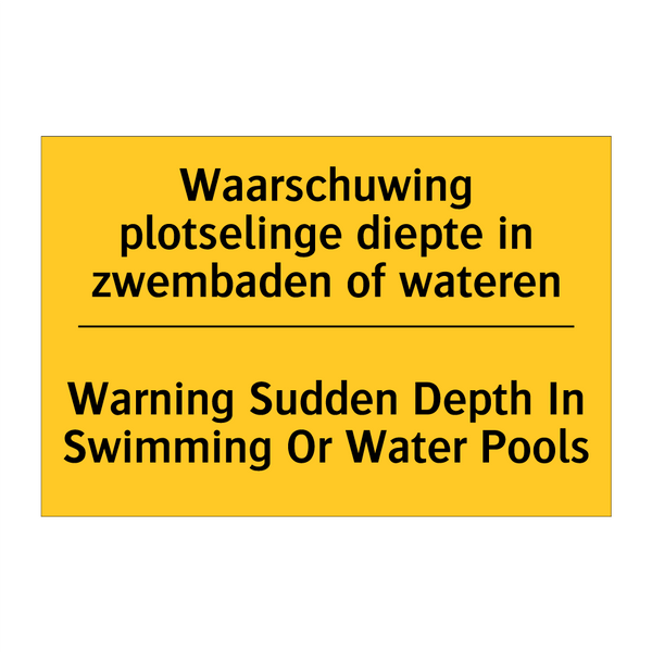 Waarschuwing plotselinge diepte /.../ - Warning Sudden Depth In Swimming /.../