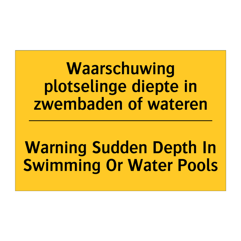 Waarschuwing plotselinge diepte /.../ - Warning Sudden Depth In Swimming /.../