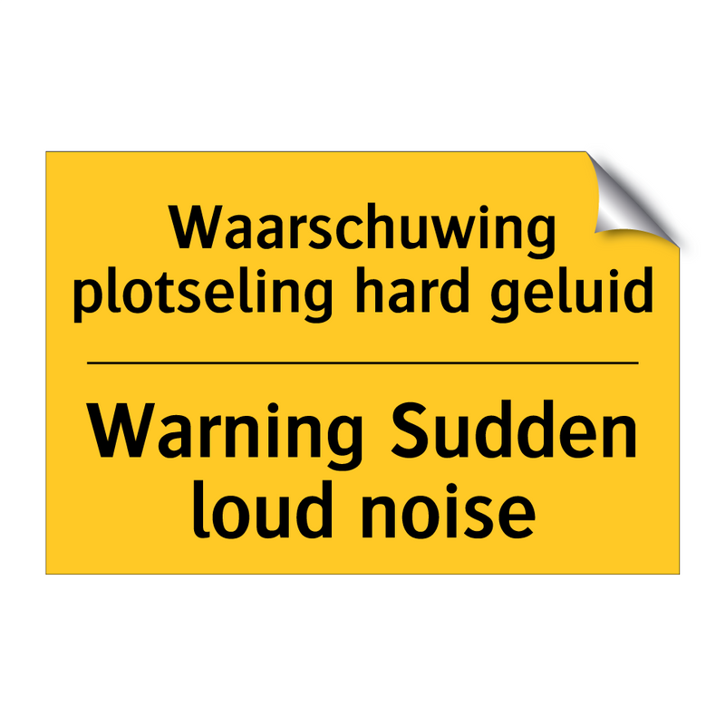 Waarschuwing plotseling hard geluid - Warning Sudden loud noise