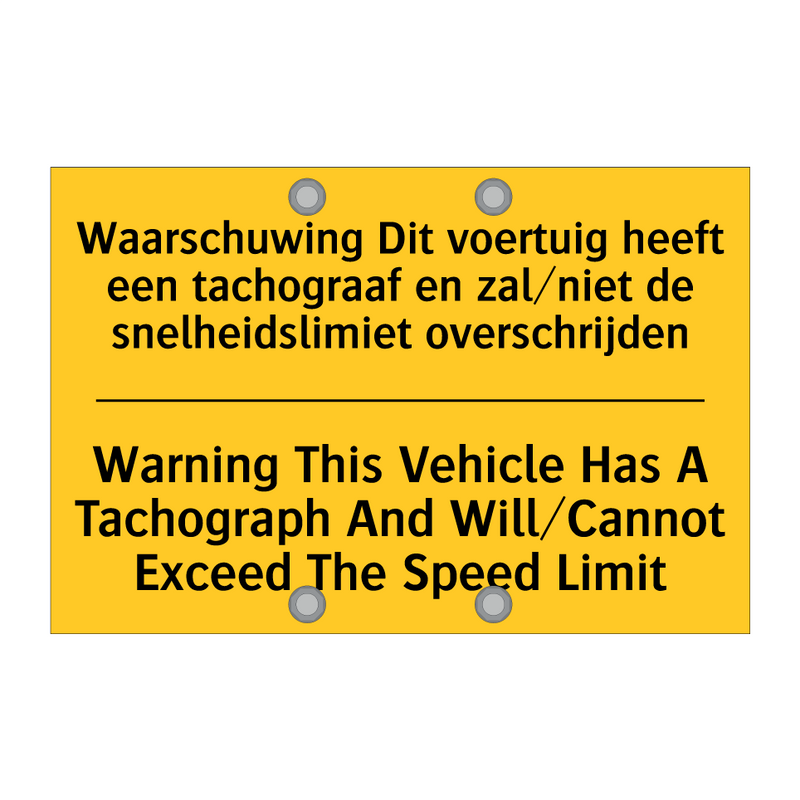 Waarschuwing Dit voertuig heeft /.../ - Warning This Vehicle Has A Tachograph /.../