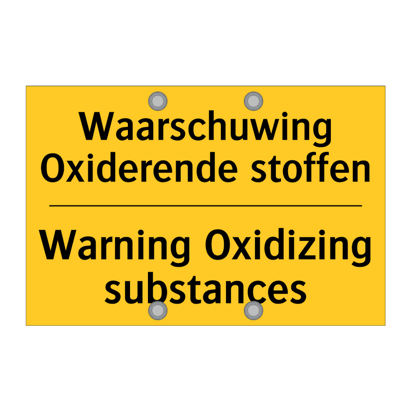 Waarschuwing Oxiderende stoffen - Warning Oxidizing substances