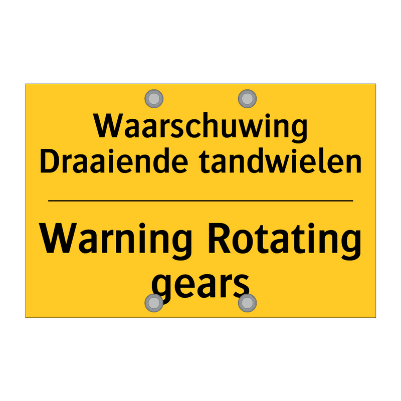 Waarschuwing Draaiende tandwielen - Warning Rotating gears