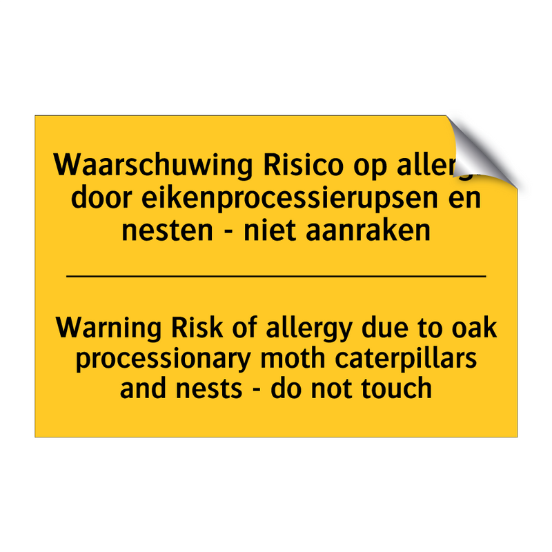 Waarschuwing Risico op allergie /.../ - Warning Risk of allergy due to /.../