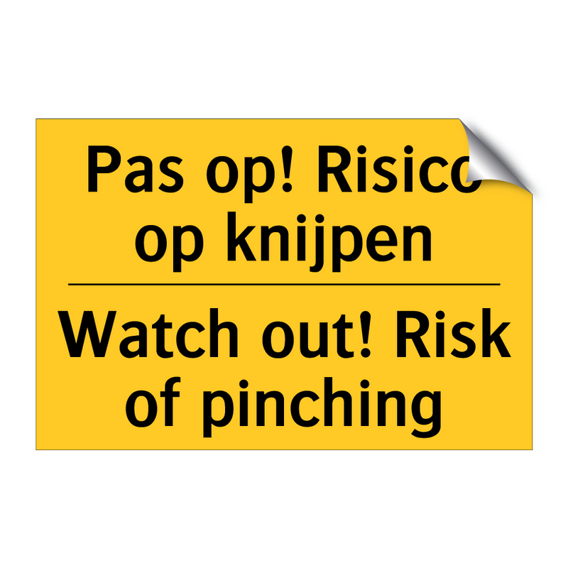 Pas op! Risico op knijpen - Watch out! Risk of pinching