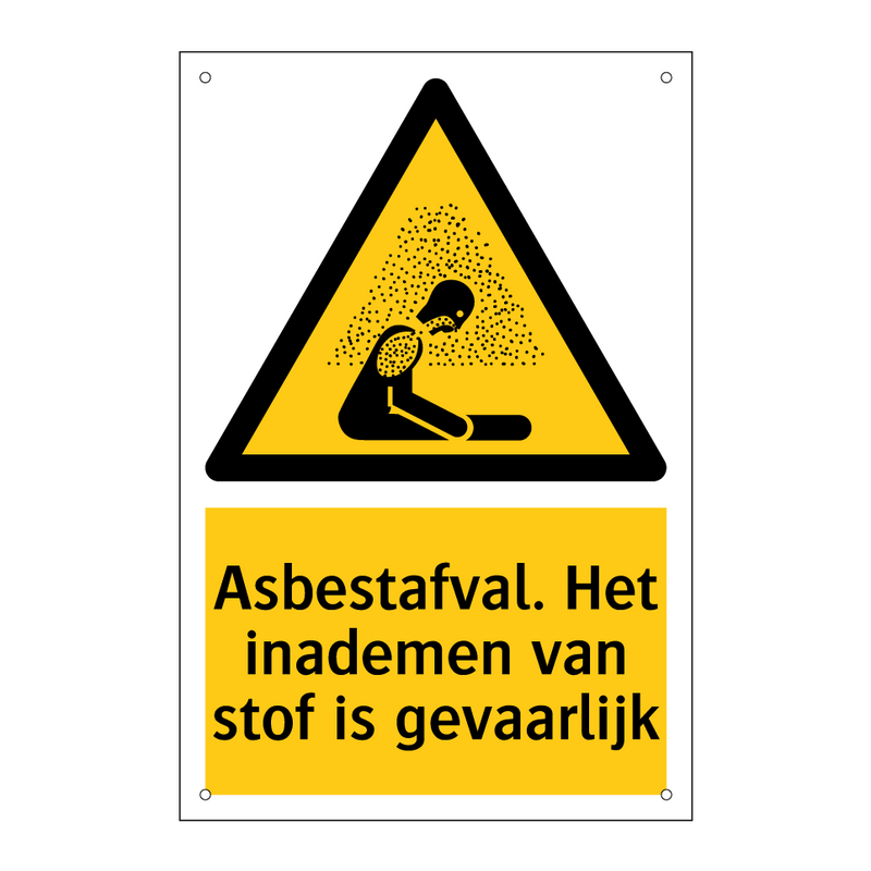 Asbestafval. Het inademen van stof is gevaarlijk