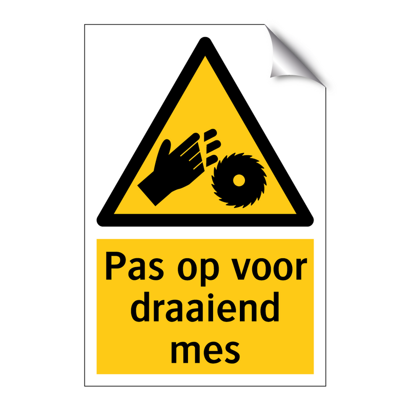 Pas op voor draaiend mes