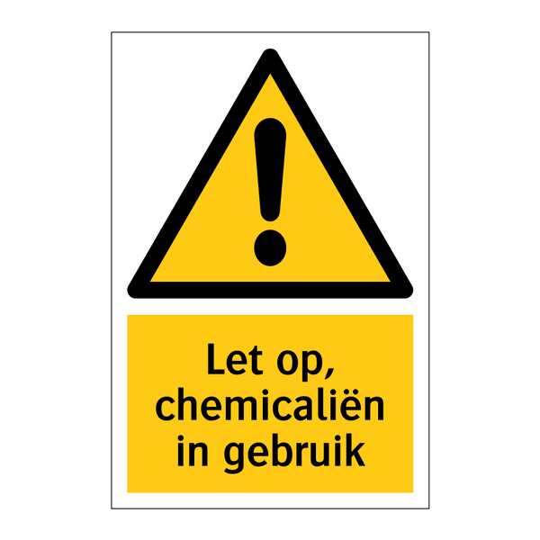 Let op, chemicaliën in gebruik