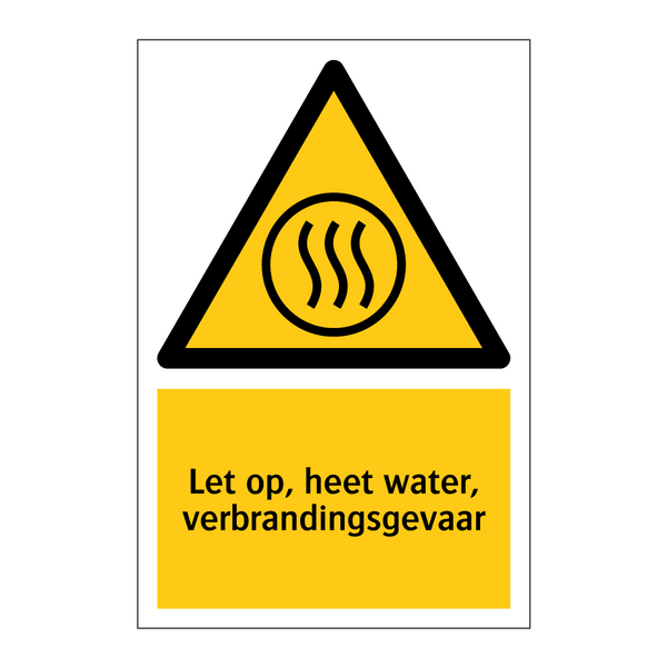 Let op, heet water, verbrandingsgevaar