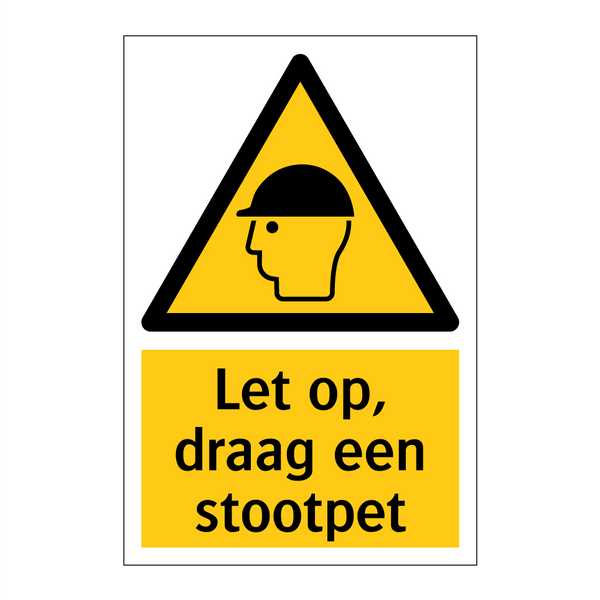 Let op, draag een stootpet