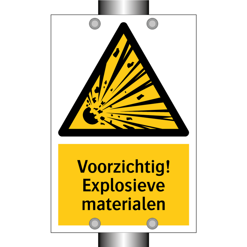 Voorzichtig! Explosieve materialen