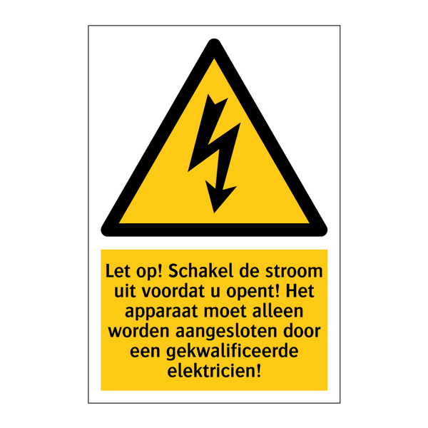 Let op! Schakel de stroom uit voordat u opent! Het apparaat moet alleen worden aangesloten door een gekwalificeerde elektricien!