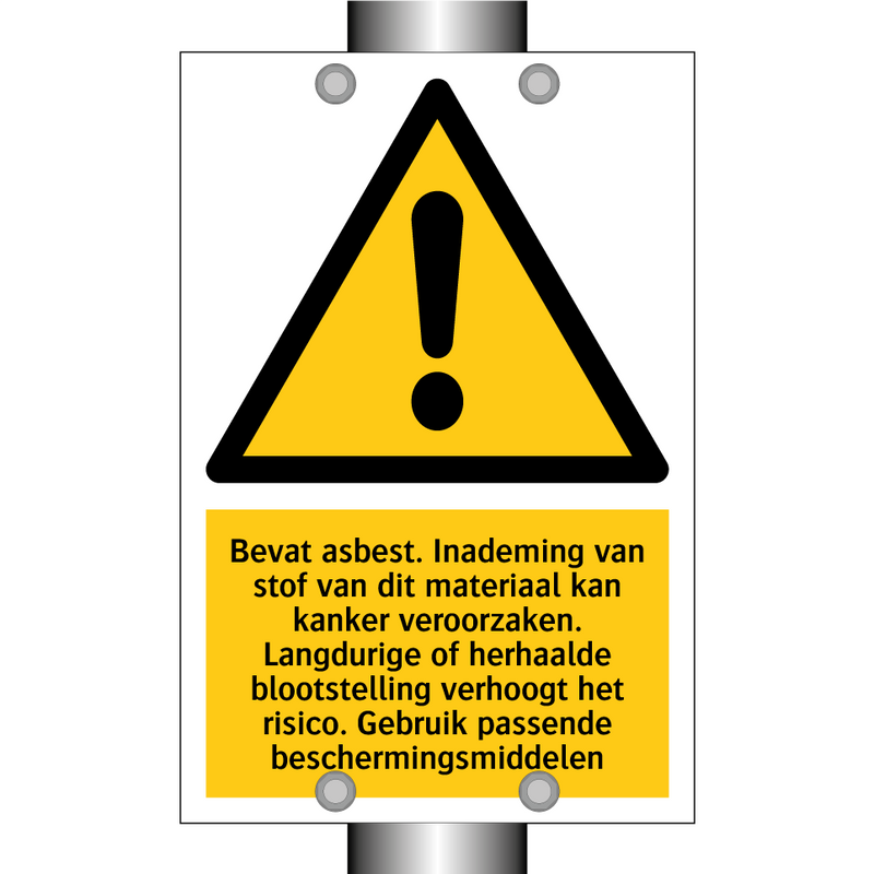 Bevat asbest. Inademing van stof van dit materiaal kan kanker veroorzaken. Langdurige of herhaalde blootstelling verhoogt het risico. Gebruik passende beschermingsmiddelen