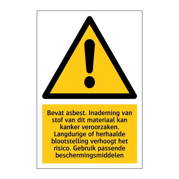 Bevat asbest. Inademing van stof van dit materiaal kan kanker veroorzaken. Langdurige of herhaalde blootstelling verhoogt het risico. Gebruik passende beschermingsmiddelen