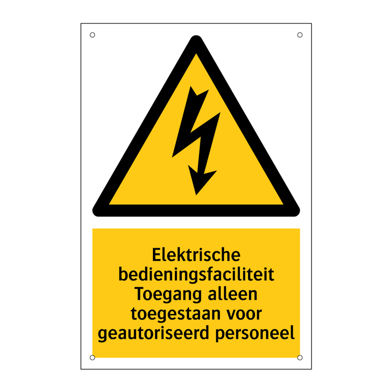 Elektrische bedieningsfaciliteit Toegang alleen toegestaan voor geautoriseerd personeel