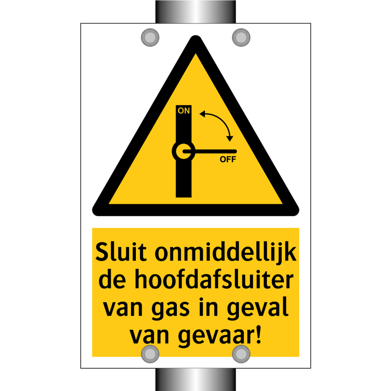 Sluit onmiddellijk de hoofdafsluiter van gas in geval van gevaar!