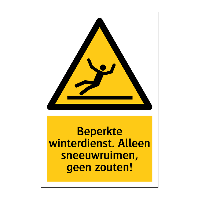 Beperkte winterdienst. Alleen sneeuwruimen, geen zouten!