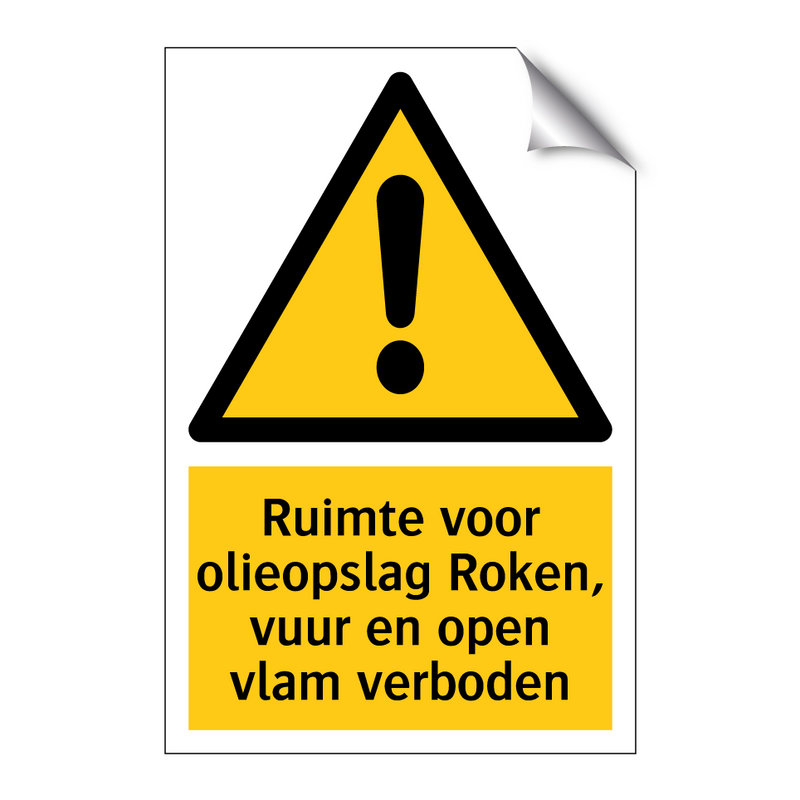 Ruimte voor olieopslag Roken, vuur en open vlam verboden