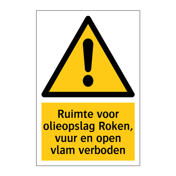 Ruimte voor olieopslag Roken, vuur en open vlam verboden