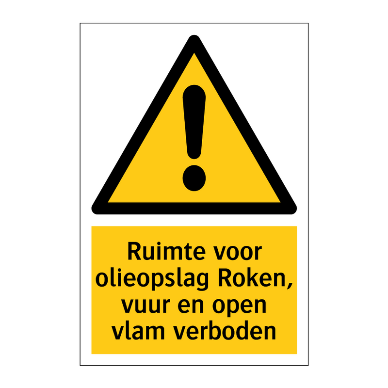 Ruimte voor olieopslag Roken, vuur en open vlam verboden