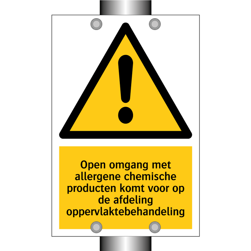 Open omgang met allergene chemische producten komt voor op de afdeling oppervlaktebehandeling