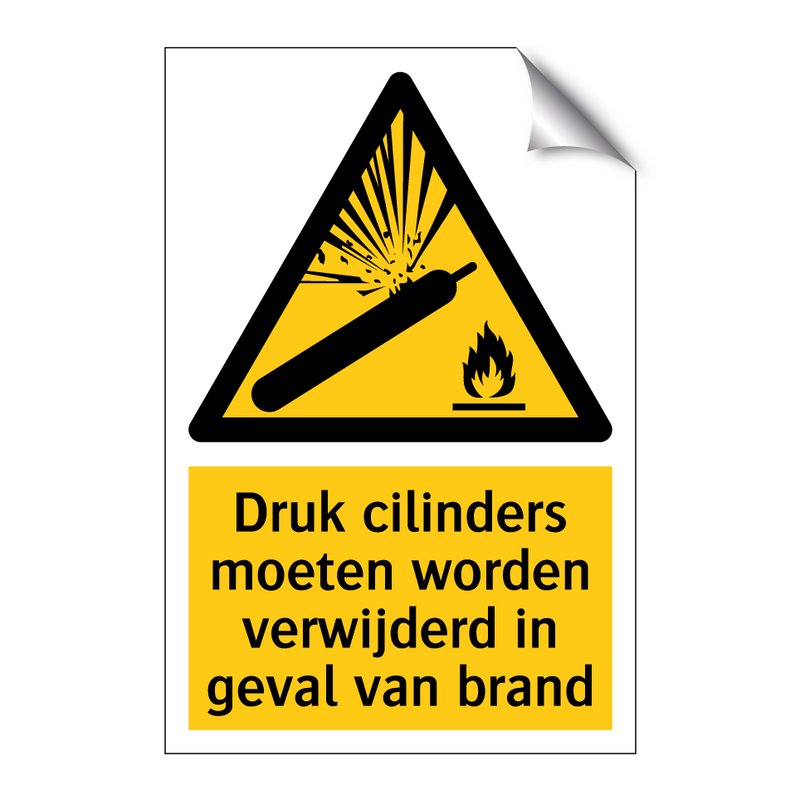 Druk cilinders moeten worden verwijderd in geval van brand