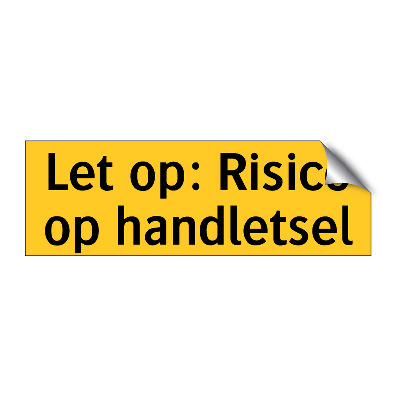 Let op: Risico op handletsel & Let op: Risico op handletsel & Let op: Risico op handletsel