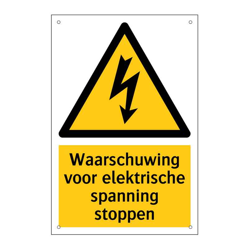 Waarschuwing voor elektrische spanning stoppen