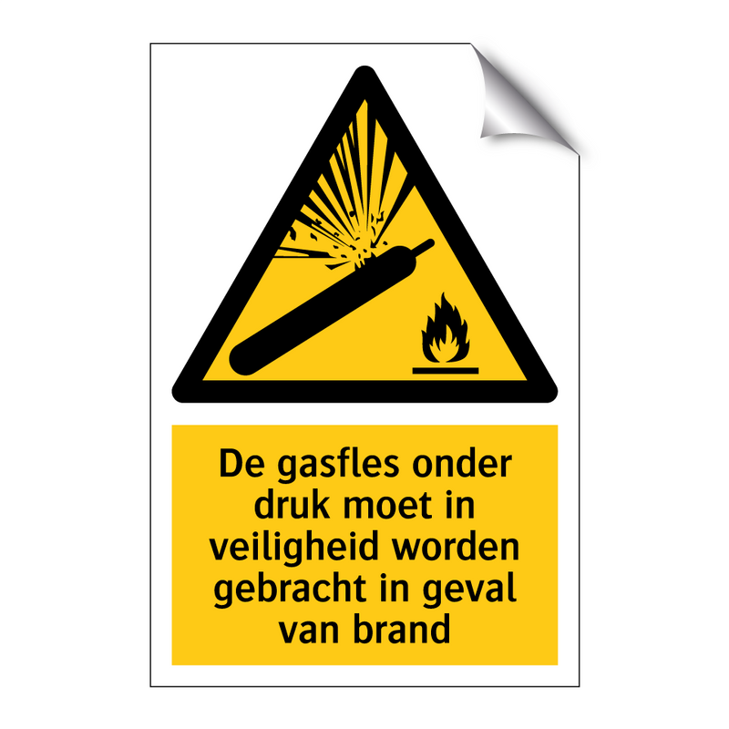 De gasfles onder druk moet in veiligheid worden gebracht in geval van brand