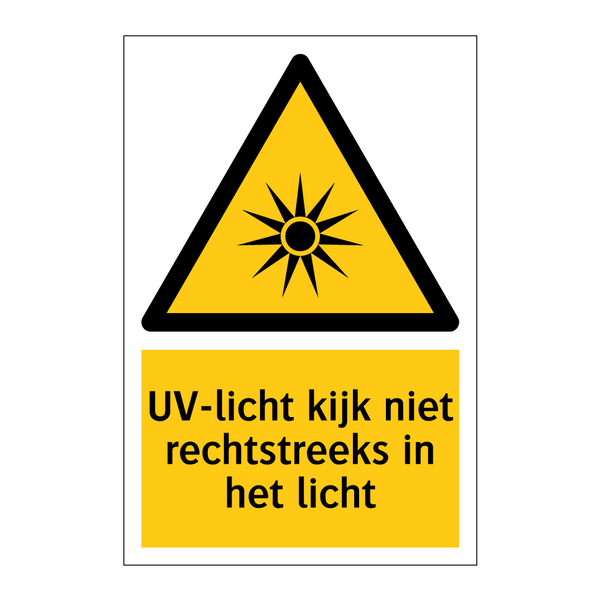 UV-licht kijk niet rechtstreeks in het licht