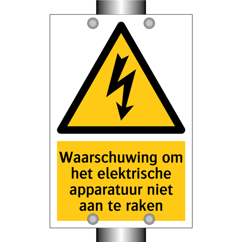 Waarschuwing om het elektrische apparatuur niet aan te raken