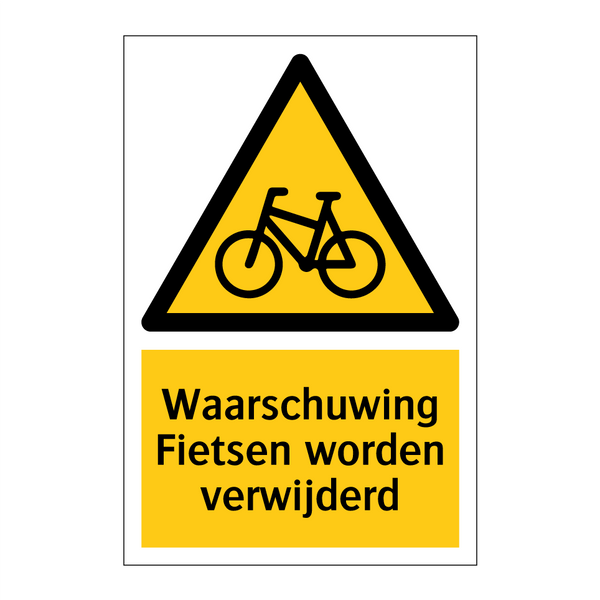 Waarschuwing Fietsen worden verwijderd